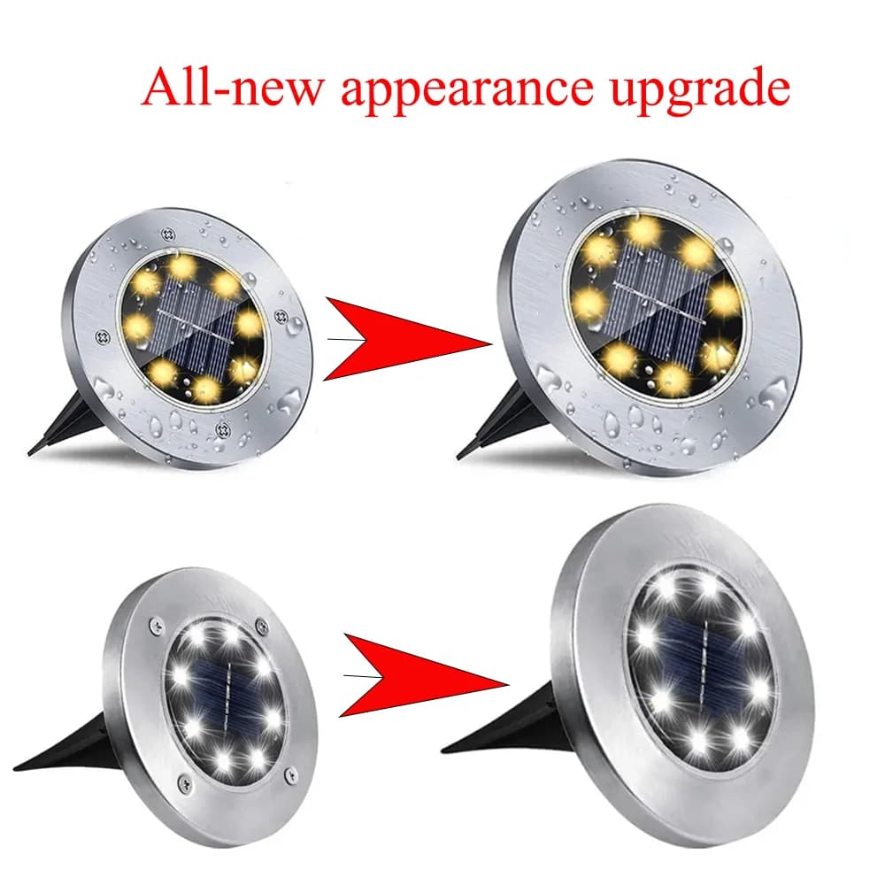 4-pack solcellsdrivna LED-däcklampor, 8 LED