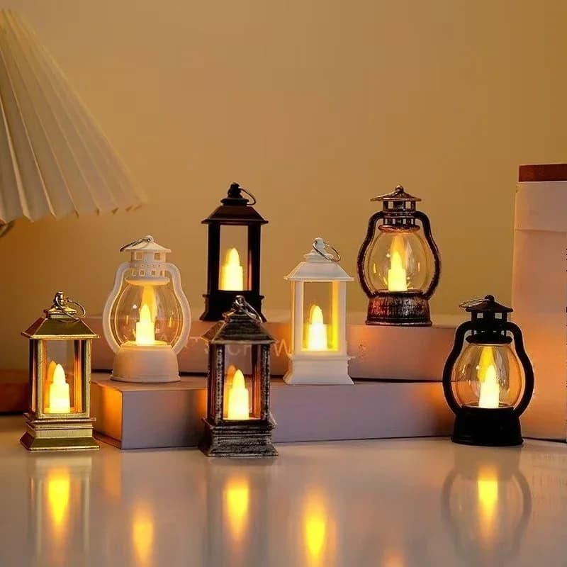 Retro mini LED-lateran tärnljus med varmt sken för dekoration