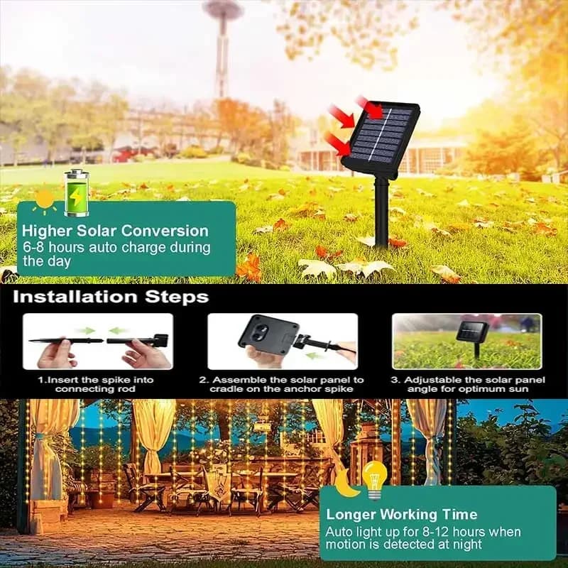 Varmvit koppartrådsljus gardin LED-strängljus