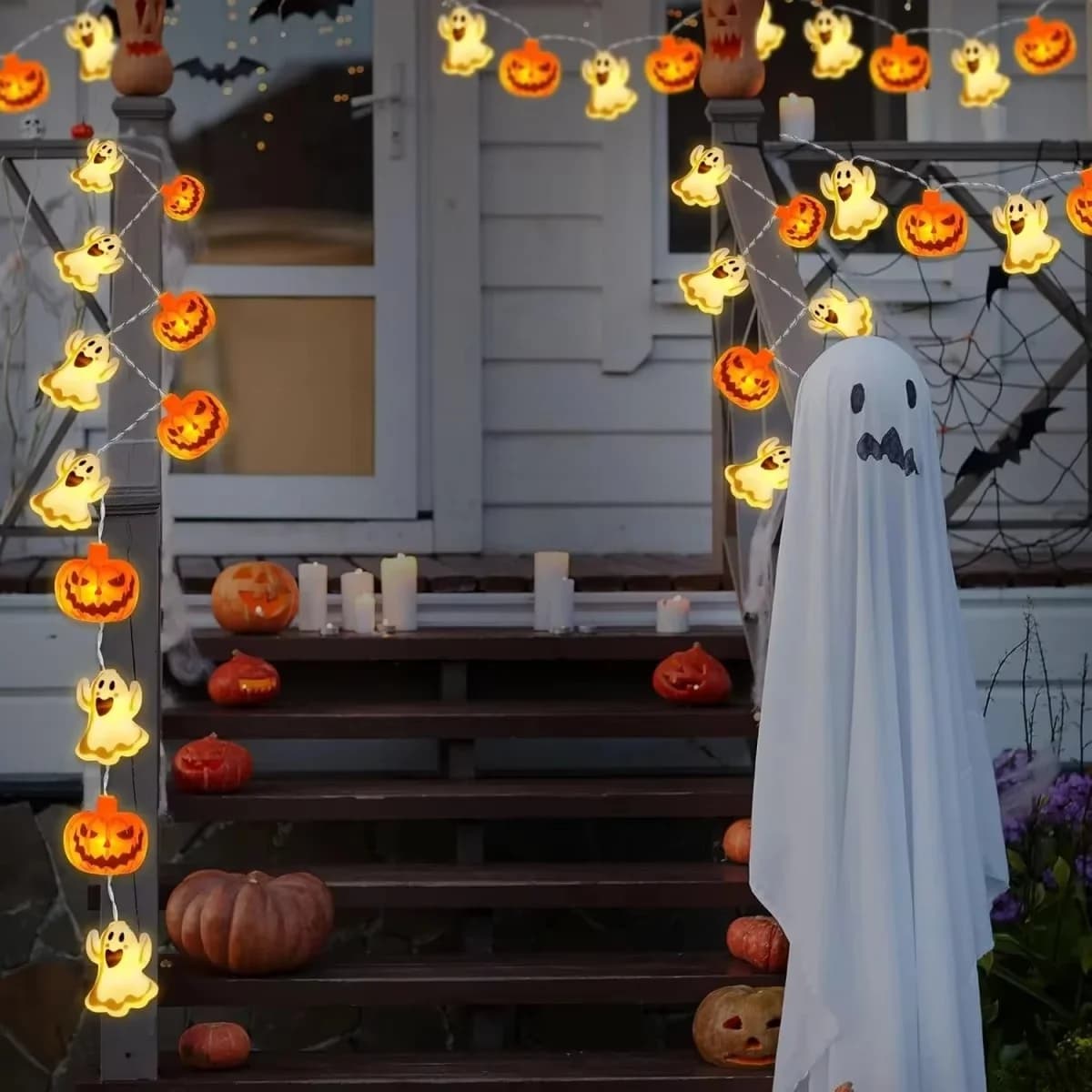 Batteridriven pumpalyskedja, varmvit LED för Halloween