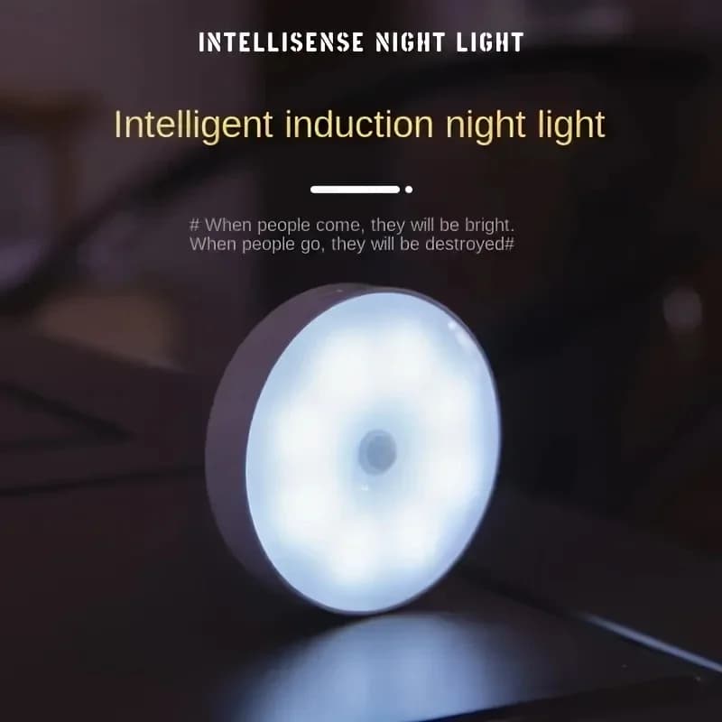 Laddningsbar rörelsesensor LED-sängbordslampa, Vit